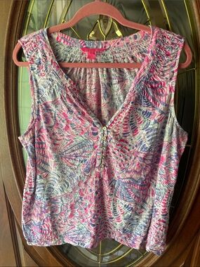 Lilly Pulitzer Sleeveless Pink & Blue Printed Women’s Top